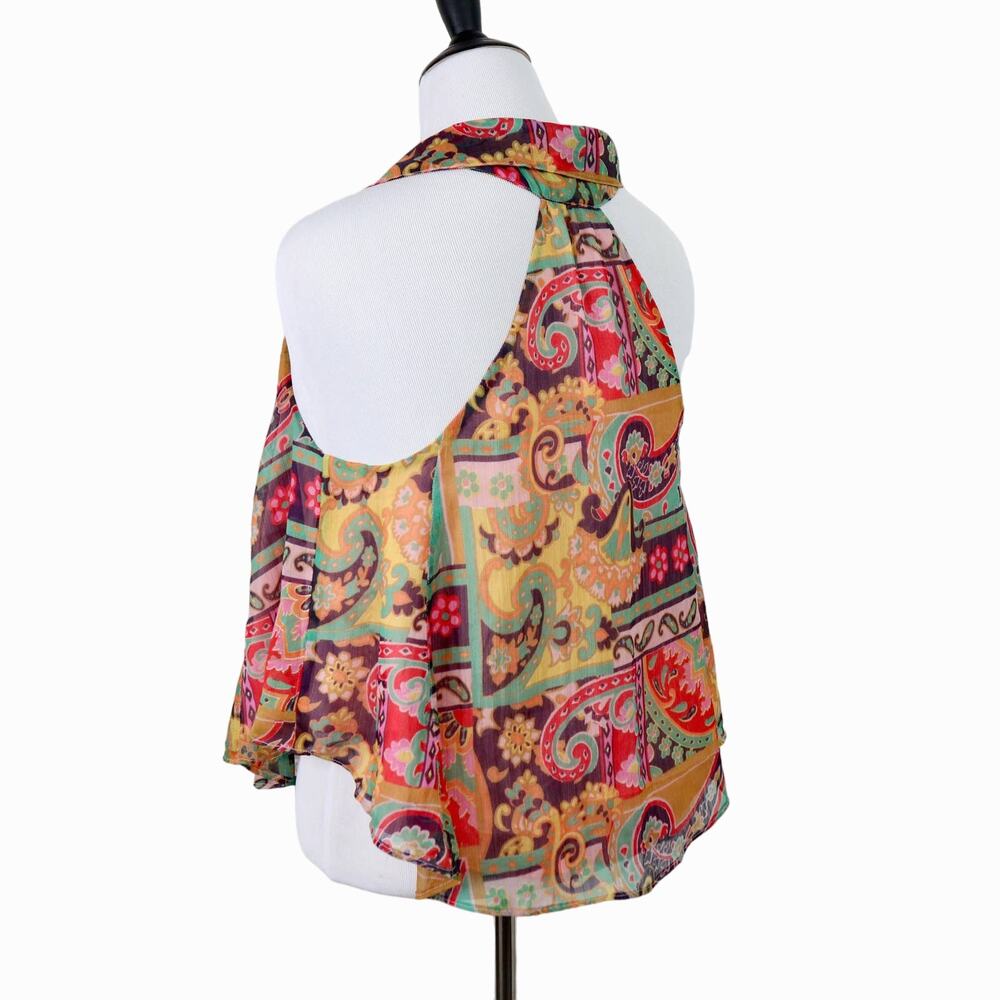 Free People Size S Strawberry Sleeveless Halter Top Paisley Multicolor - Picture 3 of 11
